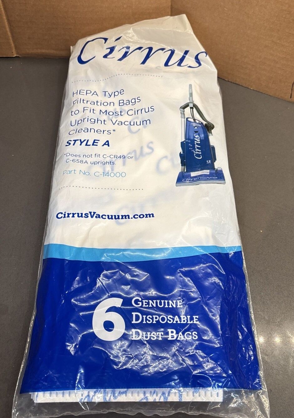 (6) Cirrus HEPA Style A Vacuum Bags Open Package GENUINE